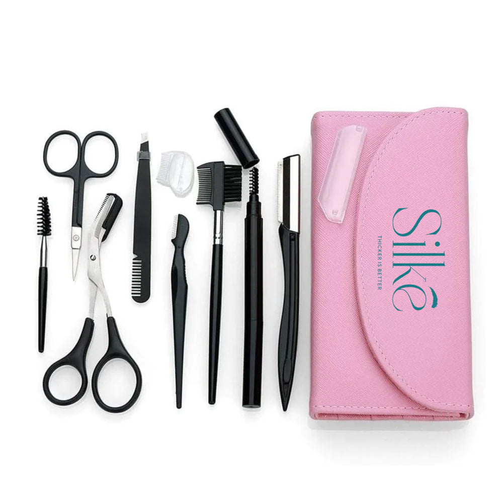 SILKE 3 in 1 Bundle Set Shape it Eyebrow Gel, Eyebrow Perfecting Kit & Marshmallow Blender